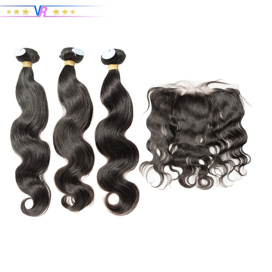 Brazilian Hair Weave Bundles With Frontal 100% Virgin Human Hair Body Wave 100% Human Hair For Black Women