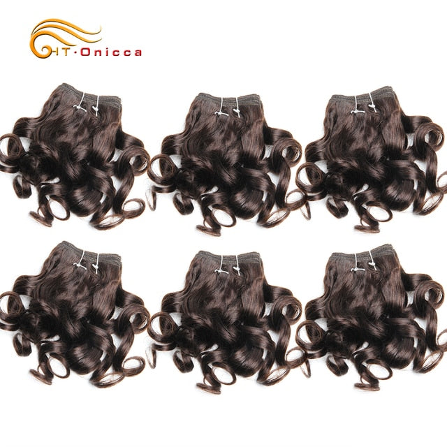 6 Pcs/Lot Curly Hair Bundles 8 Inch Ombre Brazilian Hair Weave Bundles Color 1B/2/4/30/33/99J/27 Human Hair Extension Remy