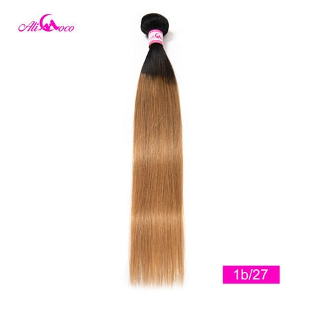 Ali Coco Brazilian Straight Hair 1/3/4 Bundles "8-30" inch  #2/#4/1b/27/ #27/1b/99j Non Remy Ombre Hair 100% Human Weave Bundles