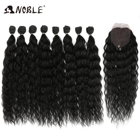 Noble Synthetic Hair Body Weave 20 Inch 8pcs/lot Afro Kinky Curly Hair Ombre Bundles Hair Extension Synthetic Hair Wave