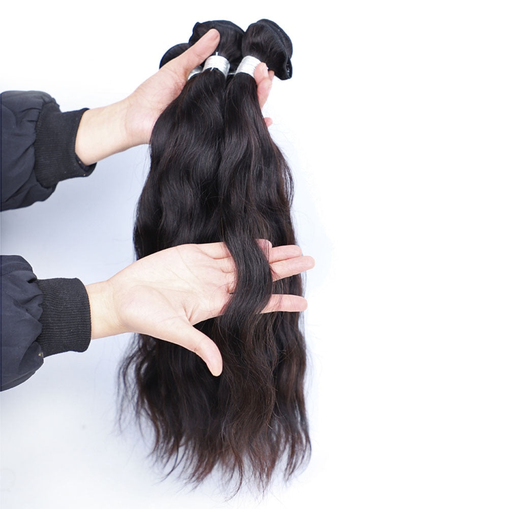 [UNA] Natural Wave 6A Low Ratio 8”-28” Indian Remy Hair Weave 3 Bundles Deal Natural Hair Weft Human Hair Bundles 100g