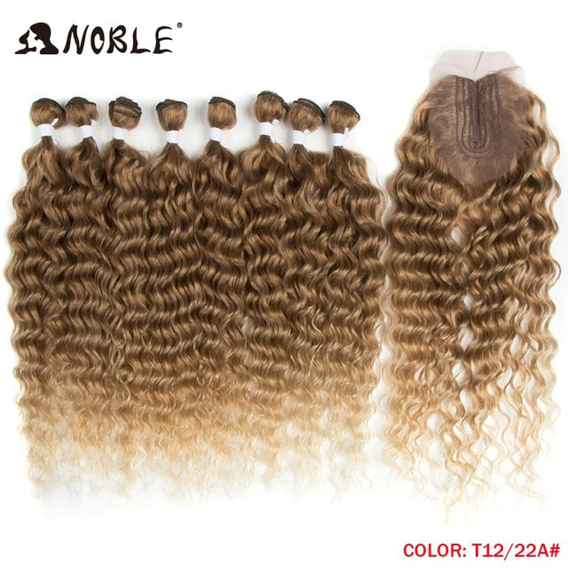 Noble Synthetic Hair Body Weave 20 Inch 8pcs/lot Afro Kinky Curly Hair Ombre Bundles Hair Extension Synthetic Hair Wave