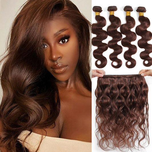 Brazilian Body Wave Hair Bundles 100% Human Hair Weave Natural Color #4 Brown Remy Hair Extension 1/3/4pcs Colored Weaving