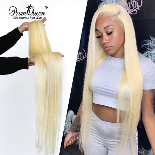 Promqueen 613 Bundle Brazilian Human Hair Bundles Weave 9A Virgin Hair 30 32 38 40 Inch Long Hair Bundles Straight Blonde Bundle