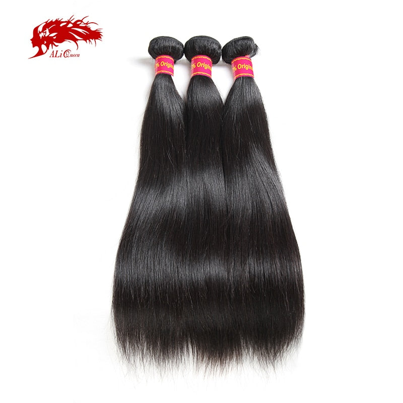 Ali Queen Hair 3/4pcs Brazilian Raw Virgin Hair Weave Bundles 8"~40" Natural Color Straight Hair Unprocessed Human Hair Weaving