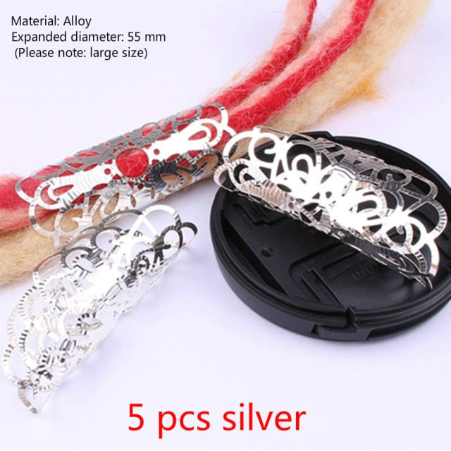 Vintage silver adjustable viking hair dread Braids dreadlock beard Beads cuffs clips for Hair Rings women men accessories