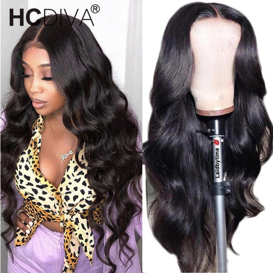 Midddle Part Body Wave Lace Front Wig For Women Peruvian Remy Human Hair Wig Pre Plucked With Baby Hair 13*1 T Part Lace Wig