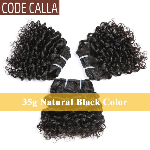 Short Kinky Curly Hair Weave Bundles CodeCalla Cheap Wholesale Price Indian Remy Human Hair Extensions Natural Black Brown Color