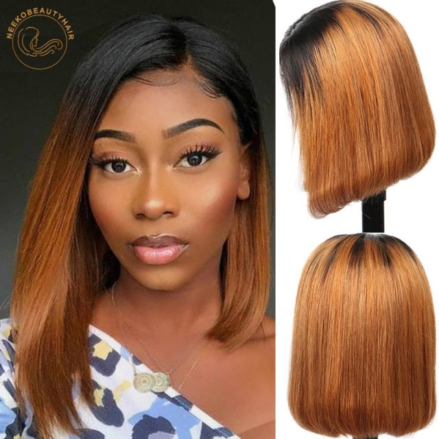 Red Bob Lace Front Wig 13X4 Colored Human Hair Lace Frontal Wigs Ombre 1B/27 Honey Blonde Ginger Burgundy 99J Short Bob Wigs