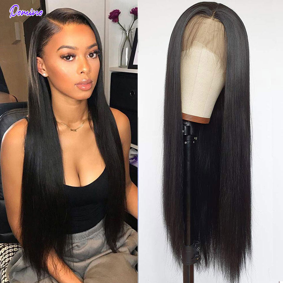 DOMINO HAIR Straight Lace Front Human Hair Wigs For Women 13X4 Lace Frontal Wig Brazilian Straight Lace Closure Wig 4X4 Lace Wig