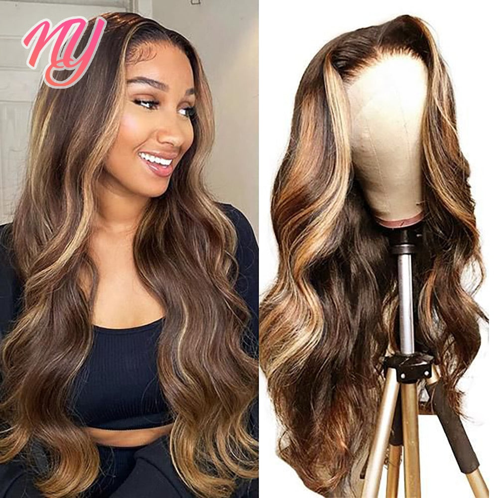 Highlight Wig Human Hair Brazilian Body Wave Lace Front Wig Highlight Wig Blonde Ombre 13x4 Lace Frontal Wig 4x4 Closure Wig