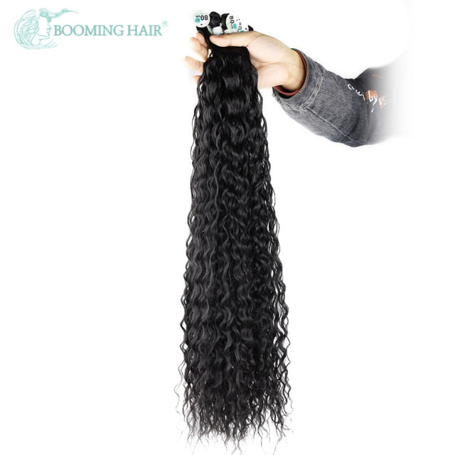 Kinky Curly Hair Bundles Synthetic Hair Extensions Blonde Two Tone Color Hair Weave Bundles Thick 300g For Women Free Shipping
