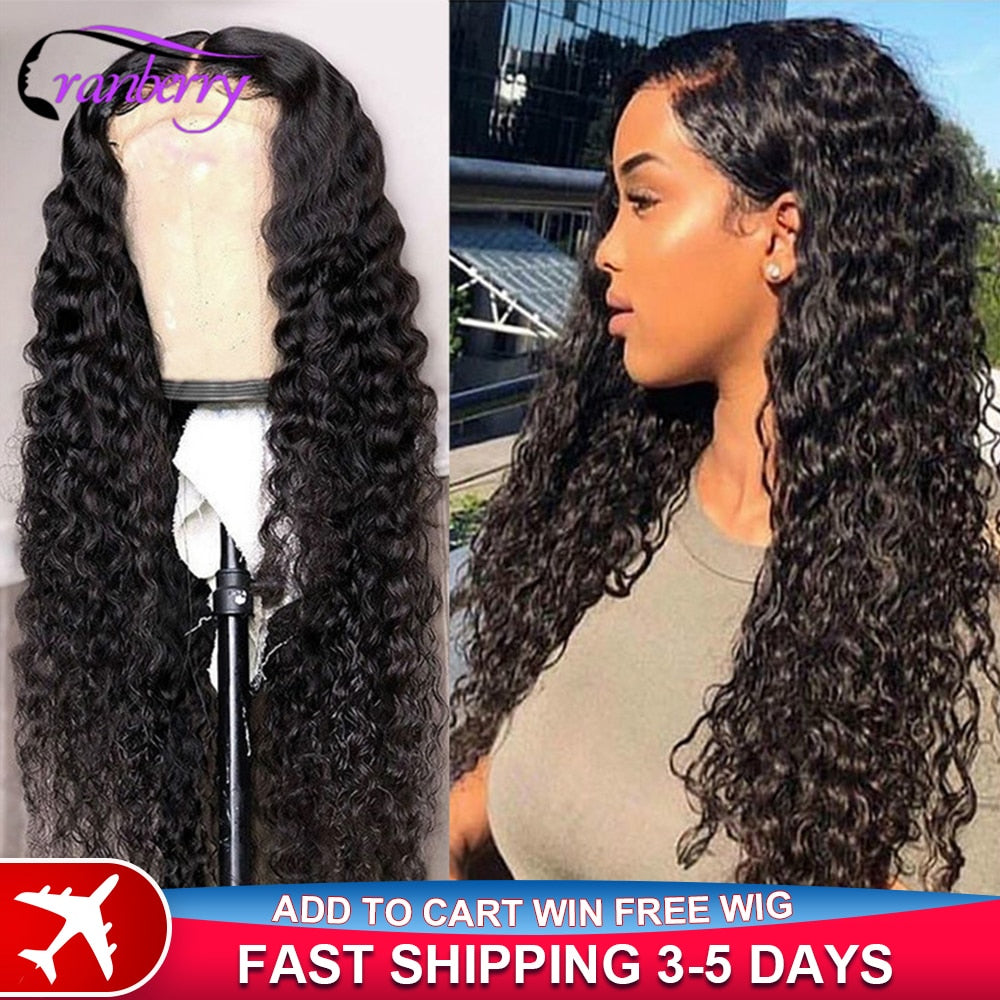 Cranberry Hair Remy Brazilian Deep Wave Wig 13x4 Lace Front Human Hair Wigs For Women Pre Plucked Hairline 4X4 Lace Closure Wig