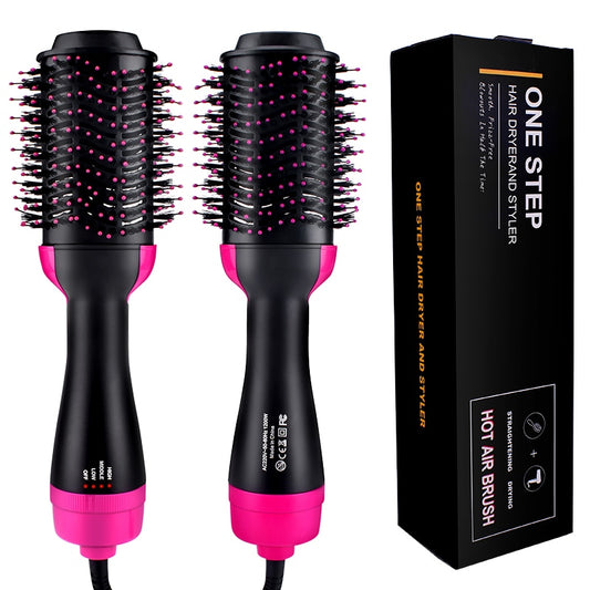 One Step Hair Dryer & Volumizer Salon Hot Air Paddle Styling Brush Negative Ion Generator Hair Straightener Curler