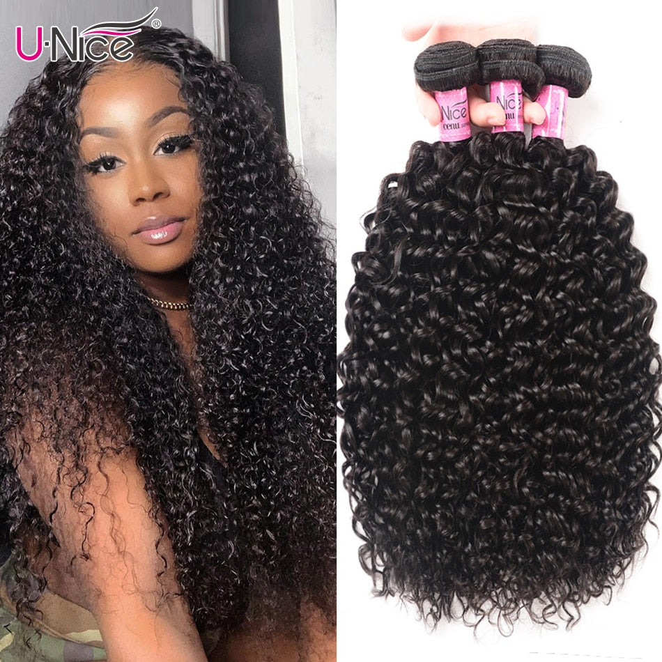 UNice Hair 100% Curly Weave Human Hair Remy Hair 8-26" Brazilian Hair Weave Bundles Natural Color 1 Piece Black Friday Deals