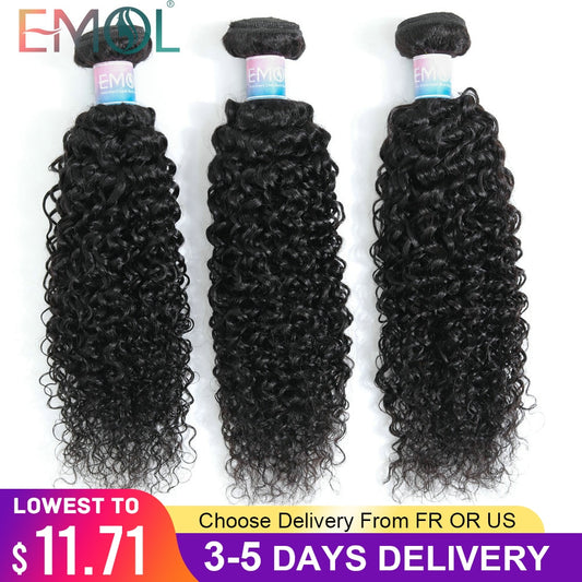 EMOL Malaysian Kinky Curly Hair Bundles 100% Human Hair Weave 3/4 Bundles Natural Black Curly Human Hair Extensions 8-28 Inch