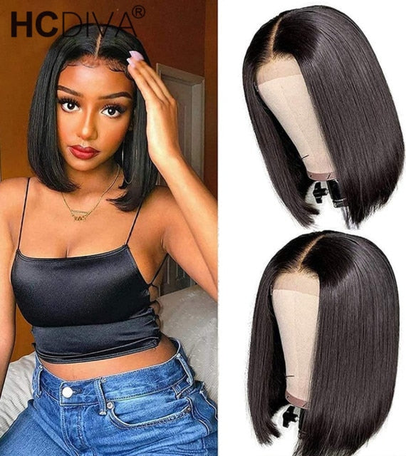 Short Bob Wigs Straight Lace Front Human Hair Wigs For Women Pre Pluck With Baby Hair 4x4 Lace Closure Wig Transparent Lace Wig