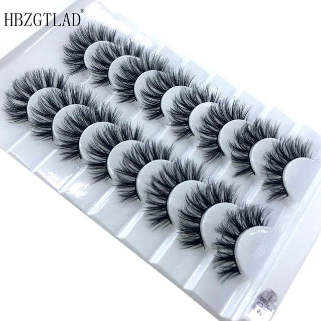 HBZGTLAD New 7/8 pairs 15-25mm natural 3D false eyelashes fake lashes makeup kit Mink Lashes extension mink eyelashes maquiagem