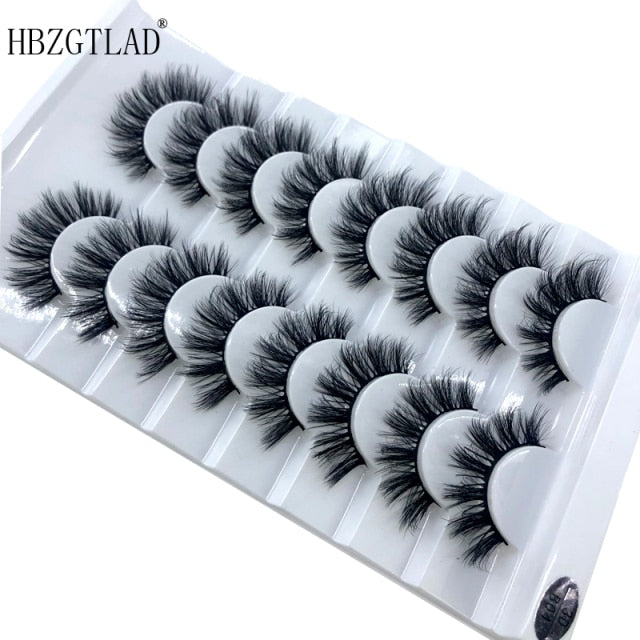 HBZGTLAD New 7/8 pairs 15-25mm natural 3D false eyelashes fake lashes makeup kit Mink Lashes extension mink eyelashes maquiagem
