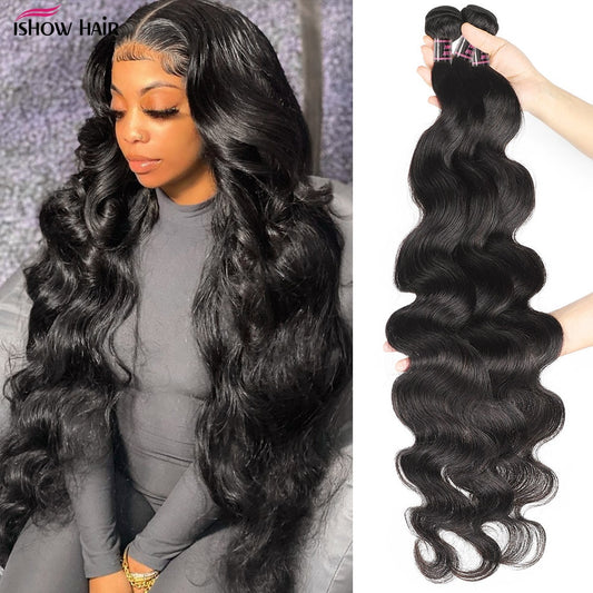 Ishow Body Wave Bundles Human Hair Body Wave Hair Extensions 30 Inch Virgin Hair Bundles Brazilian Hair Weave Bundles Sew In