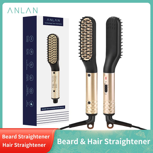 ANLAN Hair Comb Brush Beard Straightener Multifunctional Hair Straightening Comb Hair Curler Quick Beard Hair Styler For Men