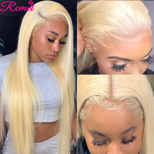 38'' 13x4 Glueless 613 Lace Front Human Hair Wigs Honey Blonde 613 HD Lace Front Wig Brazilian Straight Pre Plucked Remy 150