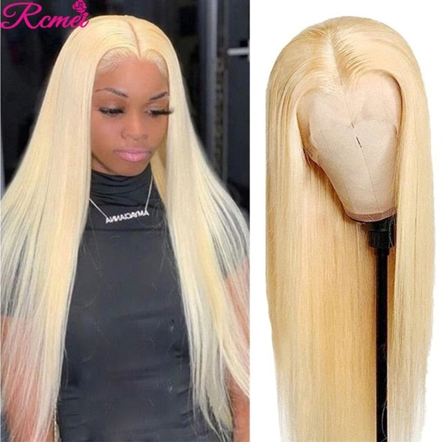 38'' 13x4 Glueless 613 Lace Front Human Hair Wigs Honey Blonde 613 HD Lace Front Wig Brazilian Straight Pre Plucked Remy 150