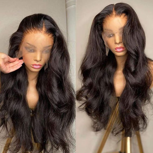 HD Transparent  Body Wave Lace Frontal Human Hair Wig For Black Women 250% density Pre-plucked Glueless 13x6 Lace Frontal Wig