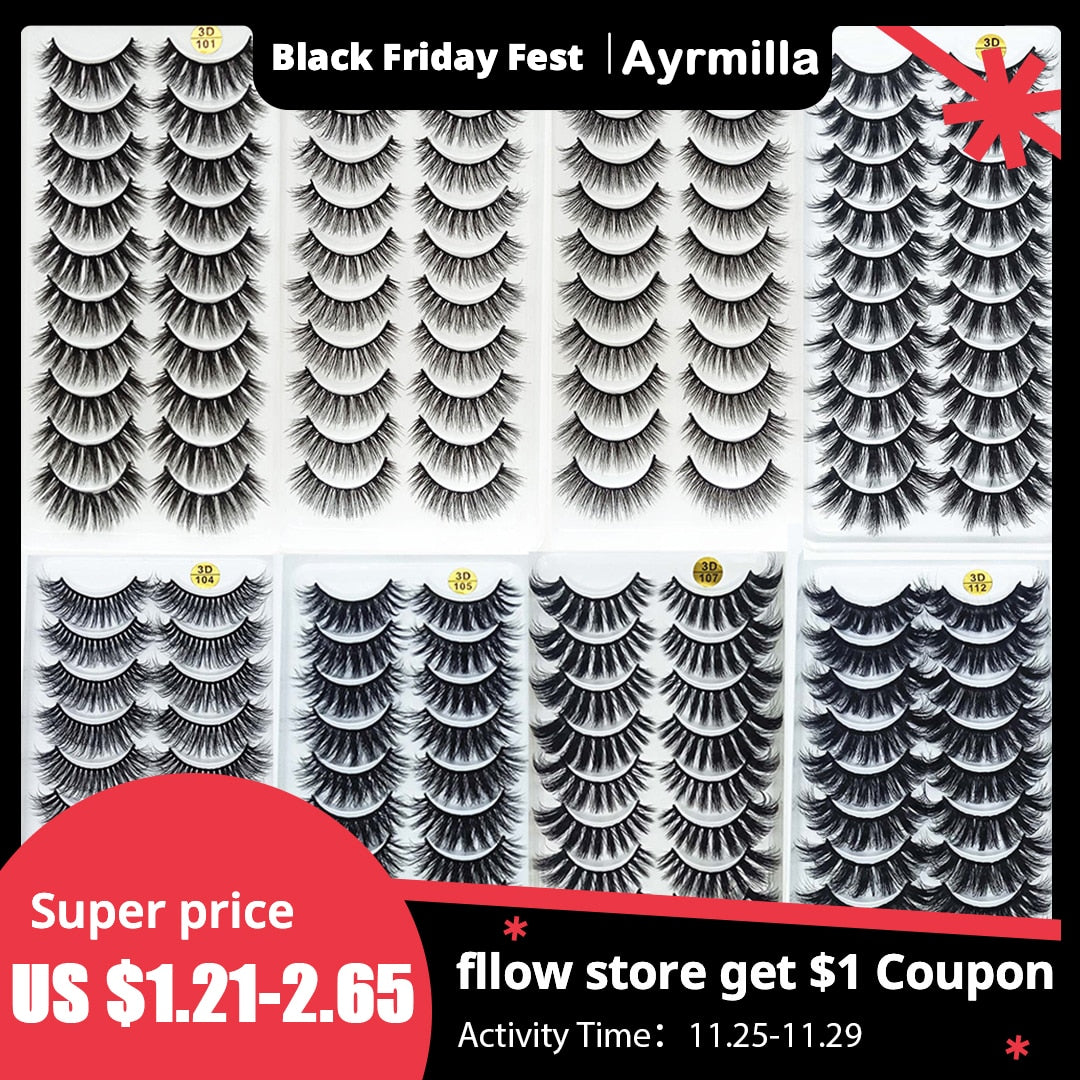 5/10Pairs 3D Mink Lashes Natural Eyelashes Dramatic False Eyelashes Faux Cils Makeup Wholesale Fake Eyelash Extension maquiagem