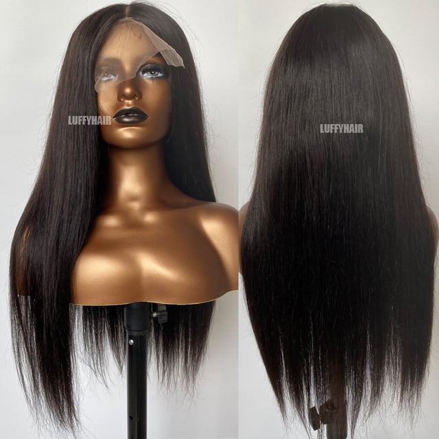 30inch 400g PU Silk Base Lace Front Wigs Customized Brazilian Straight Human Hair Full Density Silk Base Wigs Full End