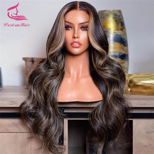 L Blonde Highlight Wig 13x4 HD Transparent Lace Front Wig Body Wave Wig Colored Human Remy Hair Wigs For Black Women Parksonhair"