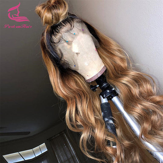 Blonde Transparent 13x4 Lace Front Human Hair Wigs Pre Plucked  1b/27 Brown Body Wave Human Hair Wigs Indian Remy Parksonhair