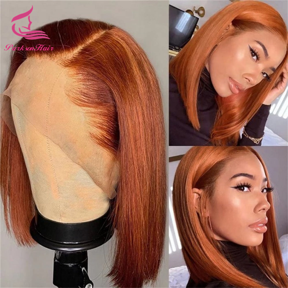 13x6 Transparent Lace Front Bob Wig Ombre Ginger Brown Colored Human Hair Wigs Lace Frontal Wigs For Women Remy Parksonhair