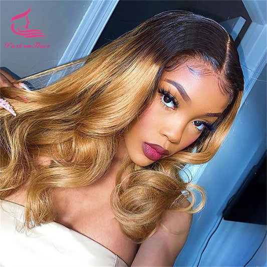 Honey Blonde Lace Front Wig 13x6 Transparent Body Wave Lace Front Wigs For Women Colored Brazilian Wavy Human Hair Wig Parksonha