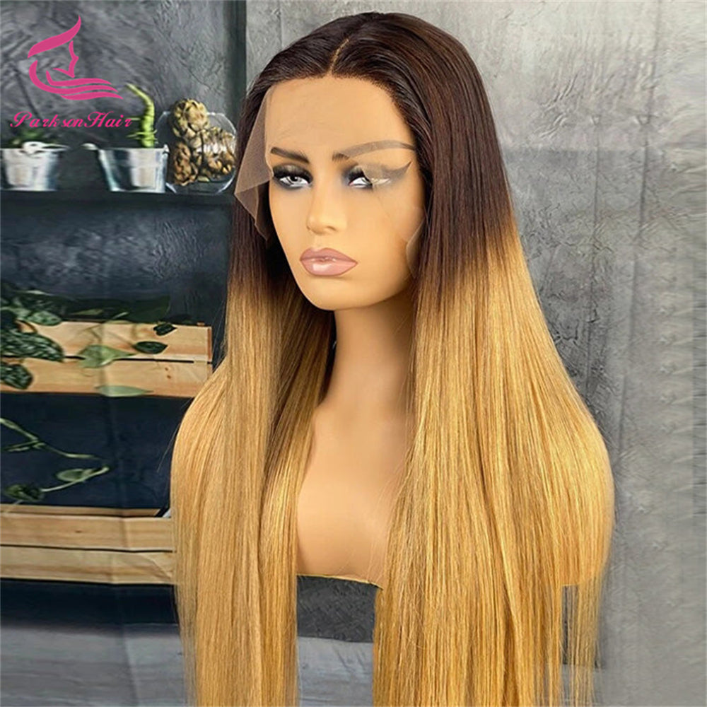 Honey Blonde 13x6 Transparent Lace Front Wig Straight Lace Front Wig Pre Plucked For Women Colored Brazilian Human Hair Wigs
