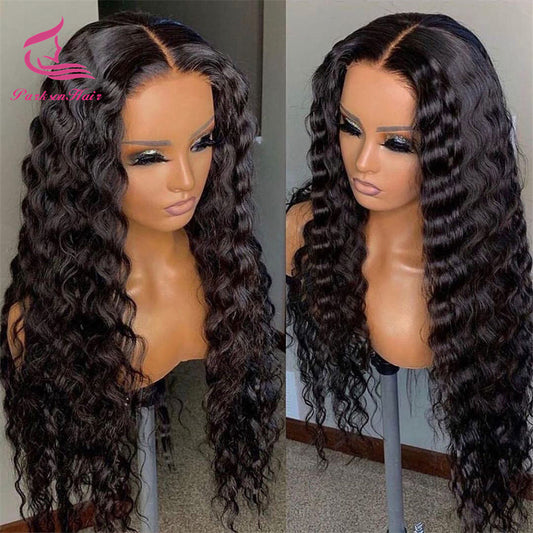 13x4 Transparent Lace Front Wigs Human Hair Deep Wave  Human Hair Wigs For Women Lace Frontal Wigs Brazilian Virgin Wet And Wavy