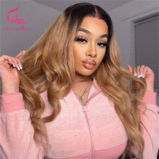 Honey Blonde 1b27 13x6 Lace Front Human Hair Wigs HD Transparent Lace Wig Brazilian Body Wave Ombre Colored Hair Parksonhair