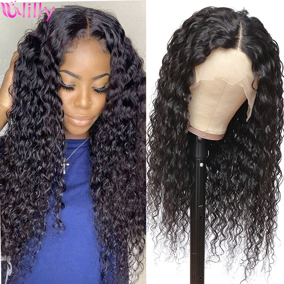 Ulilly Remy Brazilian Human Hair Wigs Front Water Wave Wig 13x4 Swiss Lace Frontal Wigs Pre-Plucked Natural Hairline For Women